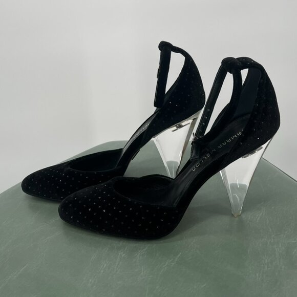 Tamara Mellon Black Velvet Heels with Acrylic Heel size 37.5 - Picture 9 of 9